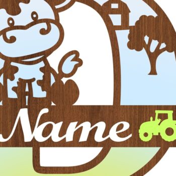 Intra απο ξύλο plywood 3mm-4mm πάχος - Μονόγραμμα κεφαλαίων αγελάδας Γράμμα D  Αποκοπή Δίασταση 30x20 cm INTRAFABR-74483574 - Image 3