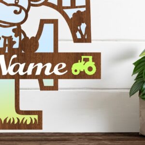 Intra απο ξύλο plywood 3mm-4mm πάχος - Μονόγραμμα κεφαλαίων αγελάδας Γράμμα F  Αποκοπή Δίασταση 30x20 cm INTRAFABR-74483622