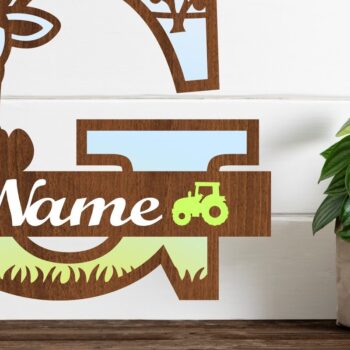 Intra απο ξύλο plywood 3mm-4mm πάχος - Μονόγραμμα κεφαλαίου αγελάδας Γράμμα G  Αποκοπή Δίασταση 30x20 cm INTRAFABR-74483643 - Image 1