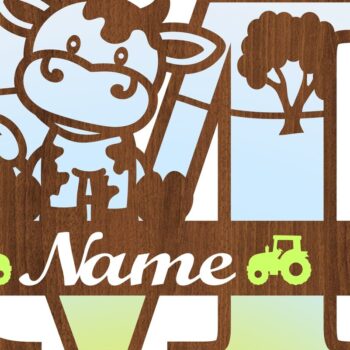 Intra απο ξύλο plywood 3mm-4mm πάχος - Μονόγραμμα κεφαλαίων αγελάδας Γράμμα M  Αποκοπή Δίασταση 30x20 cm INTRAFABR-74483828 - Image 3