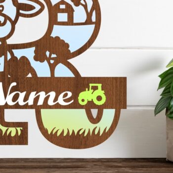 Intra απο ξύλο plywood 3mm-4mm πάχος - Μονόγραμμα κεφαλαίου αγελάδας Γράμμα R  Αποκοπή Δίασταση 30x20 cm INTRAFABR-74483958 - Image 1