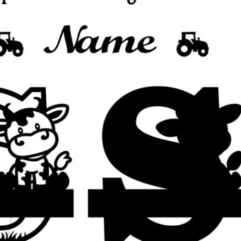 Intra απο ξύλο plywood 3mm-4mm πάχος - Μονόγραμμα κεφαλαίων αγελάδας Γράμμα S  Αποκοπή Δίασταση 30x20 cm INTRAFABR-74483972 - Image 2