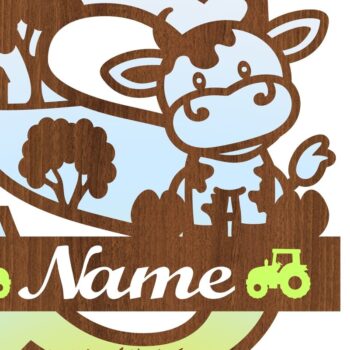 Intra απο ξύλο plywood 3mm-4mm πάχος - Μονόγραμμα κεφαλαίων αγελάδας Γράμμα S  Αποκοπή Δίασταση 30x20 cm INTRAFABR-74483972 - Image 3