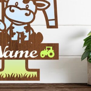 Intra απο ξύλο plywood 3mm-4mm πάχος - Μονόγραμμα κεφαλαίων αγελάδας Γράμμα T  Αποκοπή Δίασταση 30x20 cm INTRAFABR-74483994