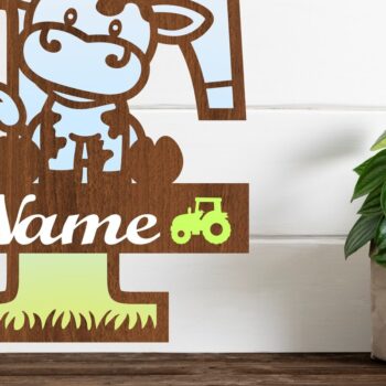 Intra απο ξύλο plywood 3mm-4mm πάχος - Μονόγραμμα κεφαλαίων αγελάδας Γράμμα T  Αποκοπή Δίασταση 30x20 cm INTRAFABR-74483994 - Image 1