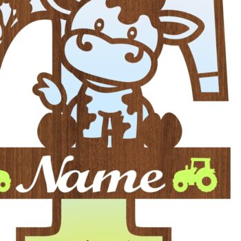 Intra απο ξύλο plywood 3mm-4mm πάχος - Μονόγραμμα κεφαλαίων αγελάδας Γράμμα T  Αποκοπή Δίασταση 30x20 cm INTRAFABR-74483994 - Image 3