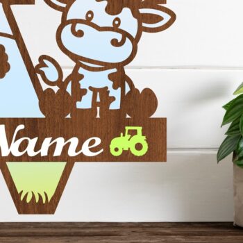 Intra απο ξύλο plywood 3mm-4mm πάχος - Μονόγραμμα κεφαλαίου αγελάδας Γράμμα V  Cut Δίασταση 30x20 cm INTRAFABR-74484061 - Image 1