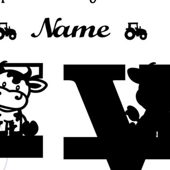 Intra απο ξύλο plywood 3mm-4mm πάχος - Μονόγραμμα κεφαλαίου αγελάδας Γράμμα V  Cut Δίασταση 30x20 cm INTRAFABR-74484061 - Image 2