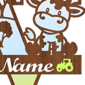 Intra απο ξύλο plywood 3mm-4mm πάχος - Μονόγραμμα κεφαλαίου αγελάδας Γράμμα V  Cut Δίασταση 30x20 cm INTRAFABR-74484061 - Image 3