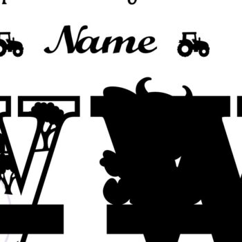 Intra απο ξύλο plywood 3mm-4mm πάχος - Μονόγραμμα κεφαλαίου αγελάδας Γράμμα W Αποκοπή Δίασταση 30x20 cm INTRAFABR-74484085 - Image 2