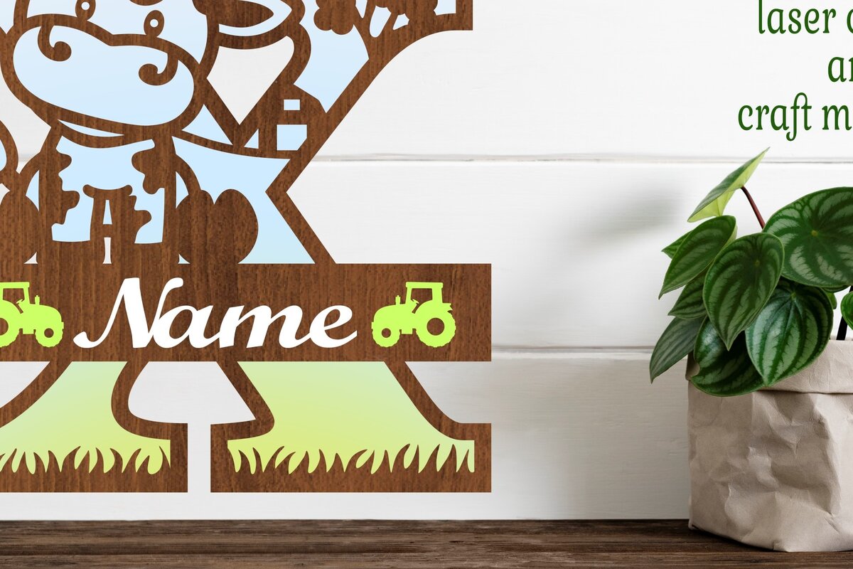 Intra απο ξύλο plywood 3mm-4mm πάχος - Μονόγραμμα με κεφαλαίο αγελάδα Letter X  Cut Δίασταση 30x20 cm INTRAFABR-74484111