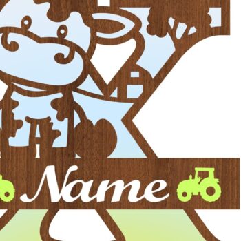 Intra απο ξύλο plywood 3mm-4mm πάχος - Μονόγραμμα με κεφαλαίο αγελάδα Letter X  Cut Δίασταση 30x20 cm INTRAFABR-74484111 - Image 3