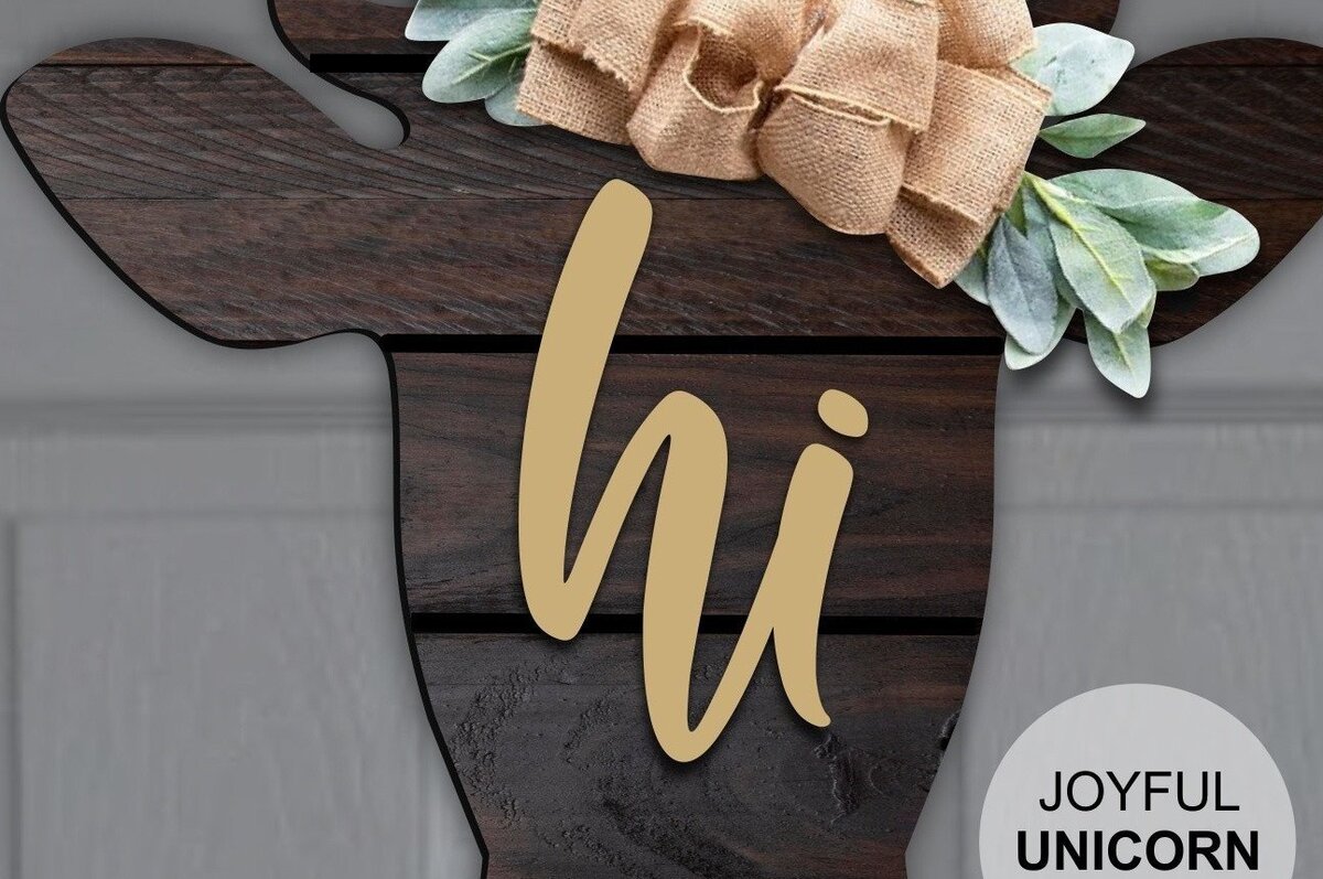 Intra απο ξύλο plywood 3mm-4mm πάχος - Σημάδι κεφαλής αγελάδας |  αποκοπής ετικέτας αγελάδας Δίασταση 30x37 cm INTRAFABR-32258389