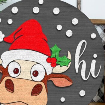 Intra απο ξύλο plywood 3mm-4mm πάχος - Cow Hi , χριστουγεννιάτικο πινακίδας πόρτας Δίασταση 15x15 cm INTRAFABR-112036626 - Image 1