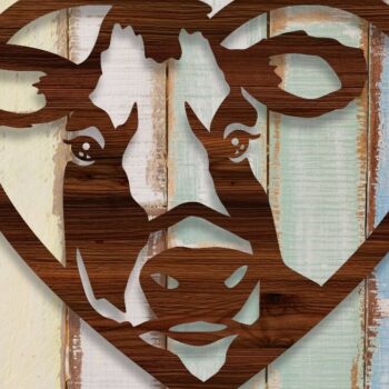 Intra απο ξύλο plywood 3mm-4mm πάχος -  με λέιζερ Cow Love Δίασταση 20x20 cm INTRAFABR-17574610 - Image 2