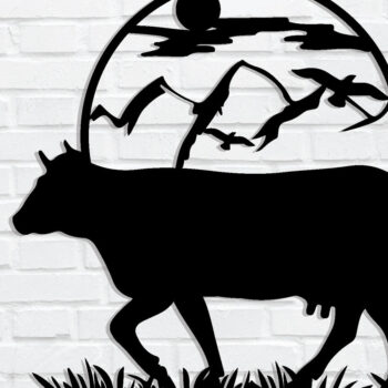 Intra απο ξύλο plywood 3mm-4mm πάχος -  με λέιζερ με μεταλλικό τοίχο αγελάδας, DXF Δίασταση 40x50 cm INTRAFABR-85478449 - Image 1