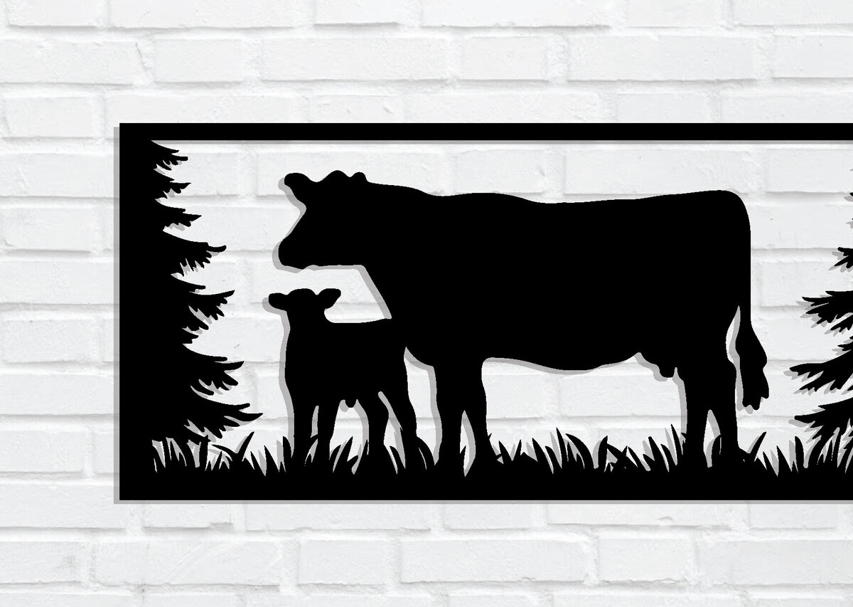 Intra απο ξύλο plywood 3mm-4mm πάχος -  με λέιζερ με μεταλλικό τοίχο αγελάδας, DXF Δίασταση 40x50 cm INTRAFABR-85478241