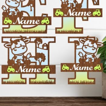 Intra απο ξύλο plywood 3mm-4mm πάχος - Μονόγραμμα αγελάδας Πακέτο ονόματος Σήματα  Δίασταση 30x20 cm INTRAFABR-74475017 - Image 1