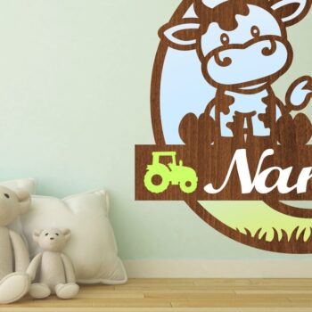 Intra απο ξύλο plywood 3mm-4mm πάχος - Μονόγραμμα αγελάδας Πακέτο ονόματος Σήματα  Δίασταση 30x20 cm INTRAFABR-74475017 - Image 2