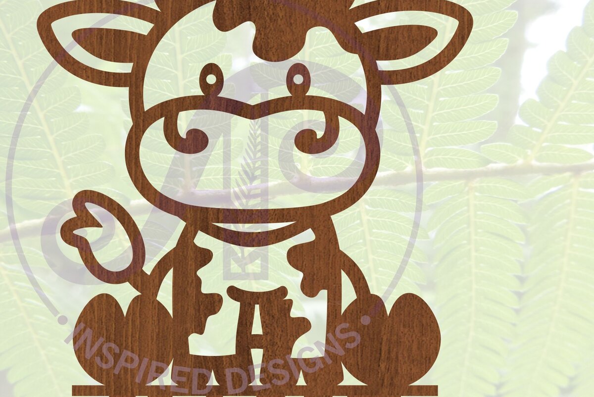 Intra απο ξύλο plywood 3mm-4mm πάχος - Πινακίδα ονόματος αγελάδας  Cut File Theme Farm Δίασταση 30x20 cm INTRAFABR-70506237