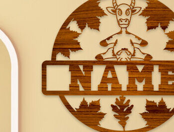 Intra απο ξύλο plywood 3mm-4mm πάχος - Πινακίδα ονόματος αγελάδας Laser Cut Δίασταση 30x20 cm INTRAFABR-75739889 - Image 1