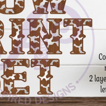 Intra απο ξύλο plywood 3mm-4mm πάχος - Cow Print Letters Alphabet Σετ X 26 Δίασταση 30x20 cm INTRAFABR-100346823 - Image 1