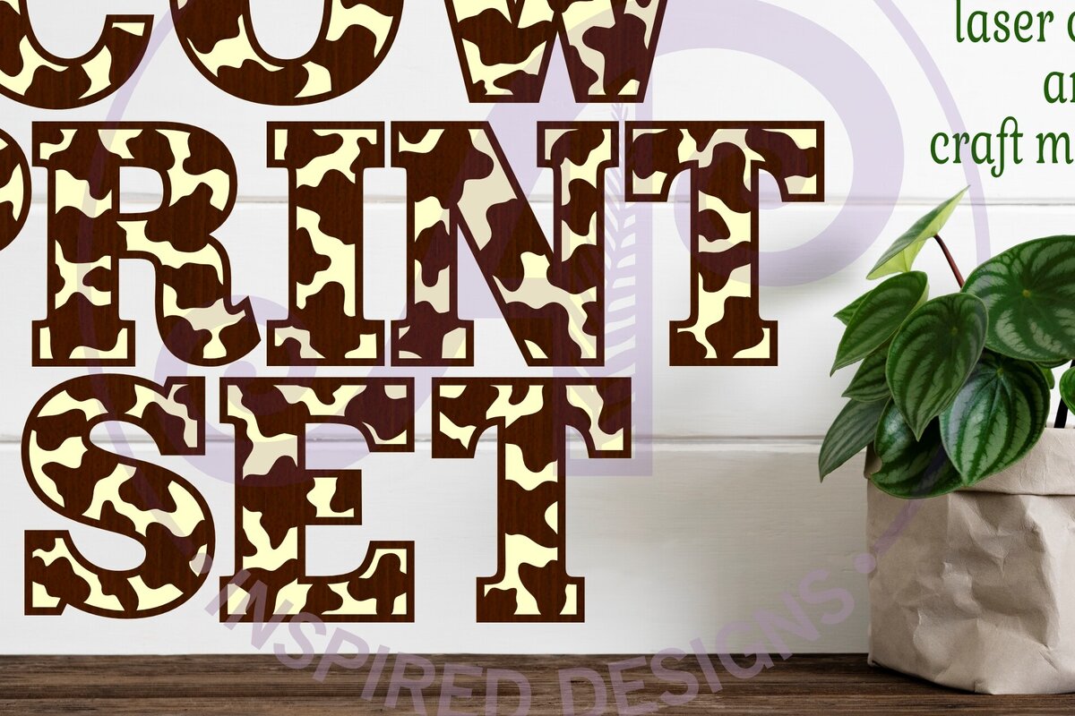 Intra απο ξύλο plywood 3mm-4mm πάχος - Cow Print Letters Alphabet Σετ X 37 Δίασταση 30x20 cm INTRAFABR-99957611