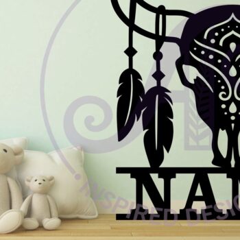 Intra απο ξύλο plywood 3mm-4mm πάχος - Σχέδιο με το όνομα του κρανίου και των φτερών αγελάδας Δίασταση 30x20 cm INTRAFABR-99904833 - Image 2