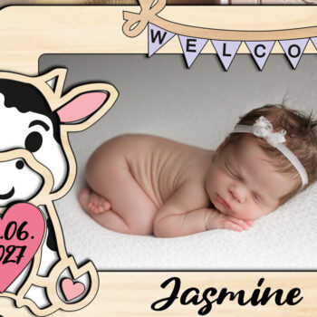 Intra απο ξύλο plywood 3mm-4mm πάχος - Κάπρος δώρου με κορνίζα λέιζερ για μωρό Cow Δίασταση 20x25 cm INTRAFABR-123794844 - Image 2