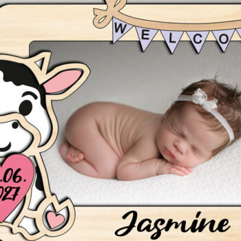 Intra απο ξύλο plywood 3mm-4mm πάχος - Κάπρος δώρου με κορνίζα λέιζερ για μωρό Cow Δίασταση 20x25 cm INTRAFABR-123794844 - Image 3