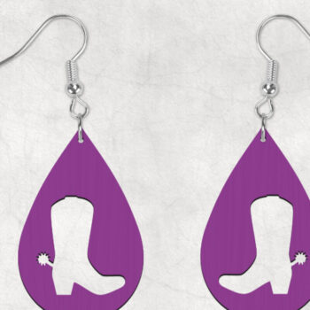 Intra απο ξύλο plywood 3mm-4mm πάχος - Σκουλαρίκια Boho Cowboy Boots Δίασταση 3x3 cm INTRAFABR-28860369 - Image 1