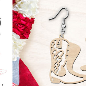 Intra απο ξύλο plywood 3mm-4mm πάχος -  κοπής με λέιζερ σκουλαρίκια Cowboy Boots Δίασταση 900x900 cm INTRAFABR-119891077