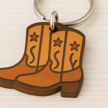 Intra απο ξύλο plywood 3mm-4mm πάχος - Μπρελόκ για μπότες καουμπόη Δίασταση 4x4 cm INTRAFABR-120896835 - Image 1