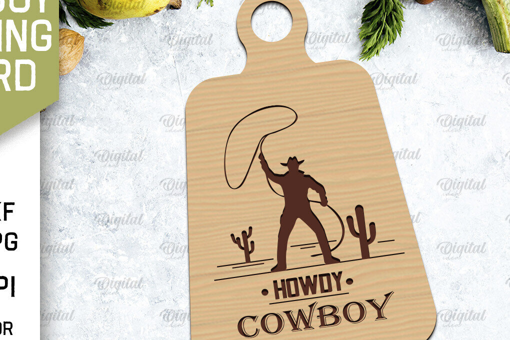 Intra απο ξύλο plywood 3mm-4mm πάχος - Cowboy Cutting Board Laser Cut Δίασταση 30x20 cm INTRAFABR-98537496