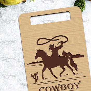 Intra απο ξύλο plywood 3mm-4mm πάχος - Cowboy Cutting Board Laser Cut Δίασταση 30x20 cm INTRAFABR-98537573 - Image 1