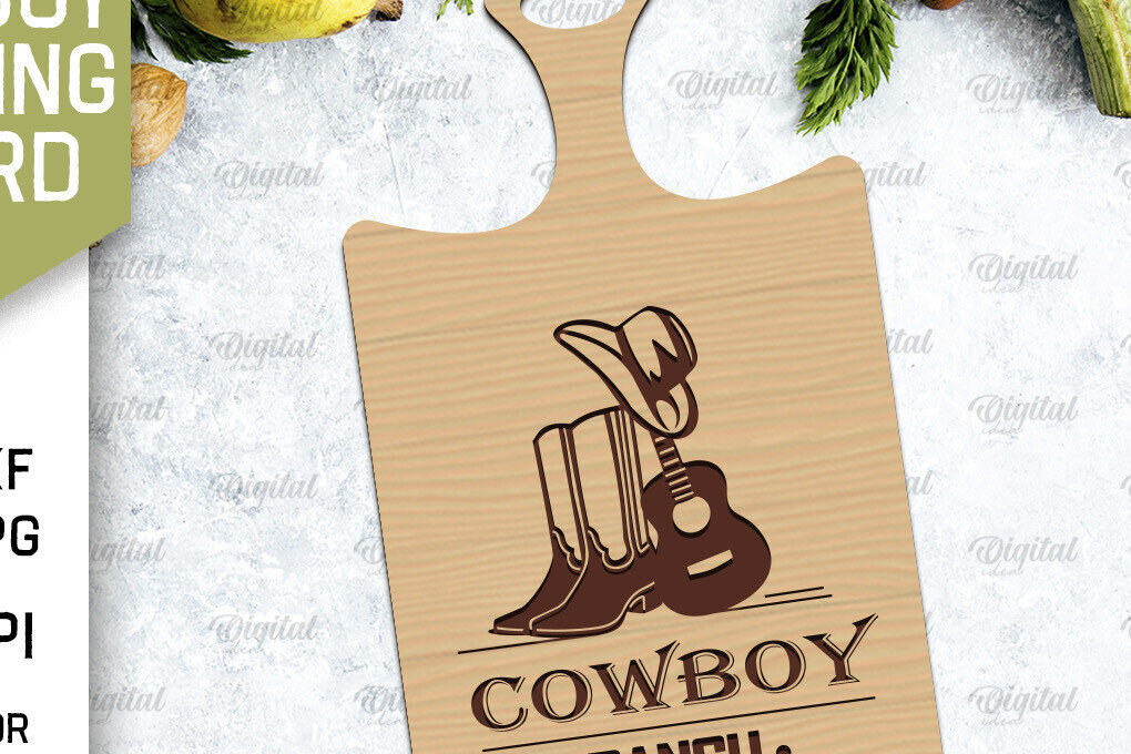 Intra απο ξύλο plywood 3mm-4mm πάχος - Cowboy Cutting Board Laser Cut Δίασταση 30x20 cm INTRAFABR-98537591