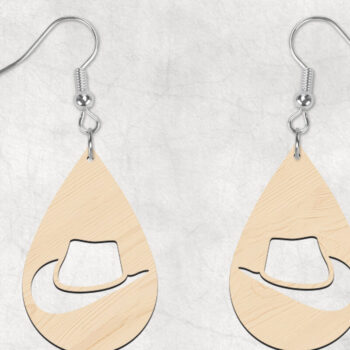 Intra απο ξύλο plywood 3mm-4mm πάχος - Σκουλαρίκια Boho καπέλα καουμπόη Δίασταση 3x3 cm INTRAFABR-28859765 - Image 2