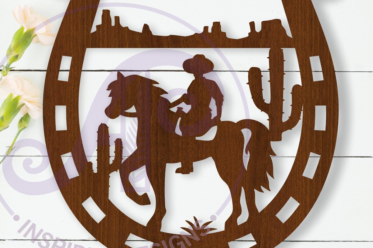 Intra απο ξύλο plywood 3mm-4mm πάχος - Πινακίδα τέχνης τοίχου παπουτσιών Cowboy Horse,  Δίασταση 40x50 cm INTRAFABR-113731722