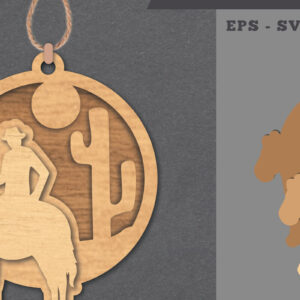 Intra απο ξύλο plywood 3mm-4mm πάχος - Στολίδι Cowboy Laser Cut  Δίασταση 6x6 cm INTRAFABR-112011414