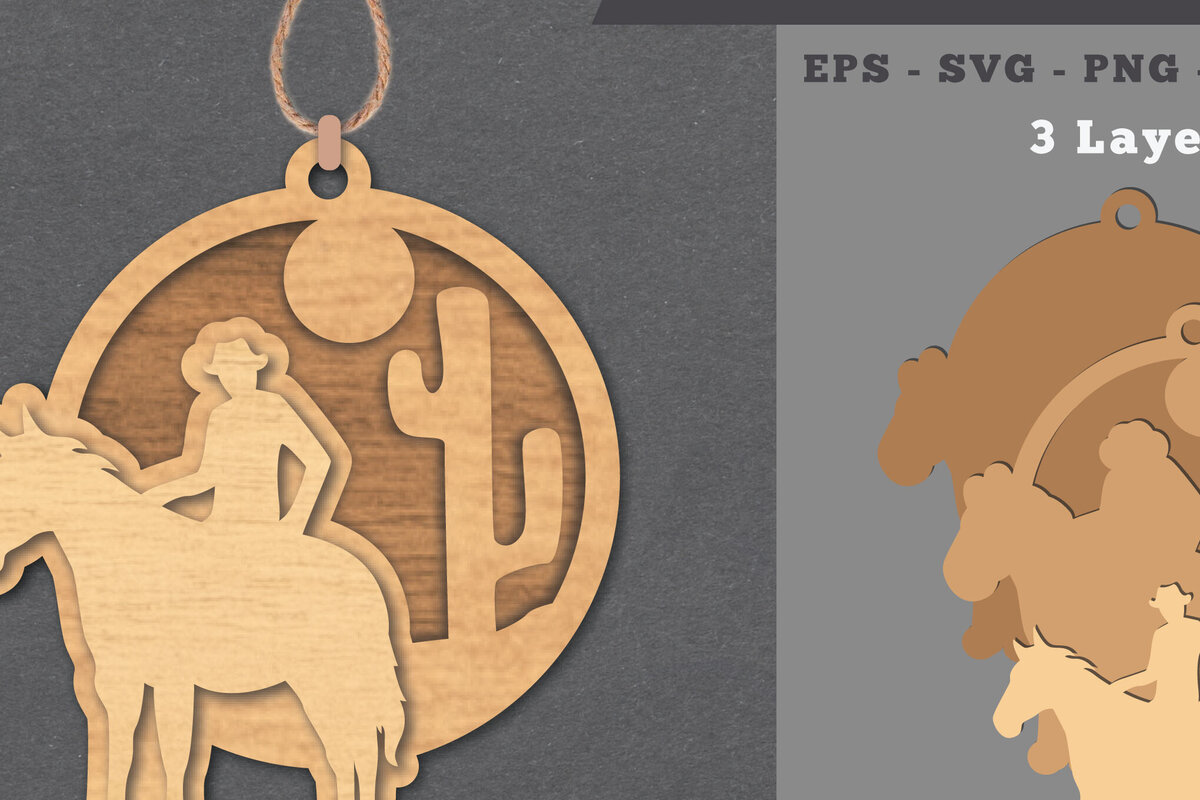 Intra απο ξύλο plywood 3mm-4mm πάχος - Στολίδι Cowboy Laser Cut  Δίασταση 6x6 cm INTRAFABR-112011414