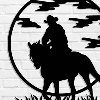 Intra απο ξύλο plywood 3mm-4mm πάχος -  με λέιζερ Cowboy Metal Wall Art Δίασταση 40x50 cm INTRAFABR-85477246 - Image 1