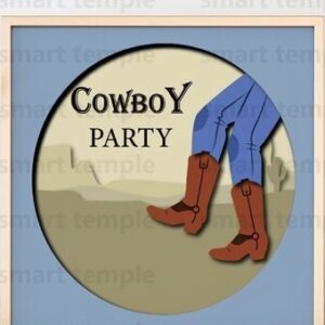 Intra απο ξύλο plywood 3mm-4mm πάχος - Cowboy Party 3d Shadowbox, Cowboy Party Δίασταση 20x20 cm INTRAFABR-80218376