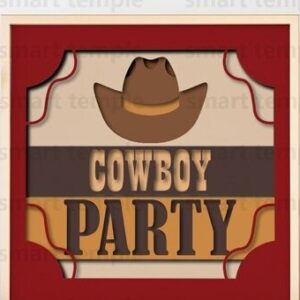 Intra απο ξύλο plywood 3mm-4mm πάχος - Cowboy Party Layered, Cowboy Party  Δίασταση 20x20 cm INTRAFABR-80219932