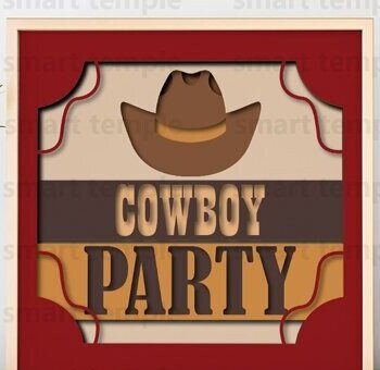 Intra απο ξύλο plywood 3mm-4mm πάχος - Cowboy Party Layered, Cowboy Party Δίασταση 20x20 cm INTRAFABR-80219932 - Image 1