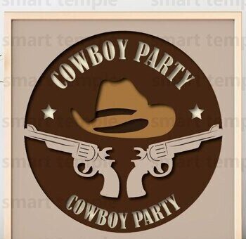 Intra απο ξύλο plywood 3mm-4mm πάχος - Cowboy Party3d Light Box Δίασταση 20x20 cm INTRAFABR-80219142 - Image 1