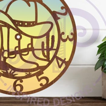 Intra απο ξύλο plywood 3mm-4mm πάχος - Cowboy Rodeo Clock Laser Cut Files,  Δίασταση 30x20 cm INTRAFABR-102442723 - Image 1