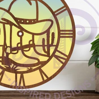 Intra απο ξύλο plywood 3mm-4mm πάχος - Cowboy Rodeo Clock Laser Cut Files,  Δίασταση 30x20 cm INTRAFABR-102442723 - Image 2