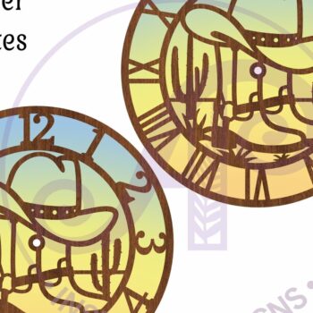 Intra απο ξύλο plywood 3mm-4mm πάχος - Cowboy Rodeo Clock Laser Cut Files,  Δίασταση 30x20 cm INTRAFABR-102442723 - Image 3