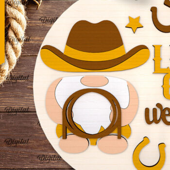 Intra απο ξύλο plywood 3mm-4mm πάχος - Στρογγυλή πινακίδα Cowboy Cut Laser Δίασταση 30x20 cm INTRAFABR-97729508 - Image 1