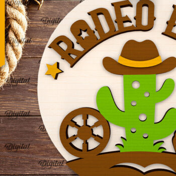 Intra απο ξύλο plywood 3mm-4mm πάχος - Πακέτο κοπής λέιζερ στρογγυλών πινακίδων Cowboy Δίασταση 30x20 cm INTRAFABR-97784242 - Image 5